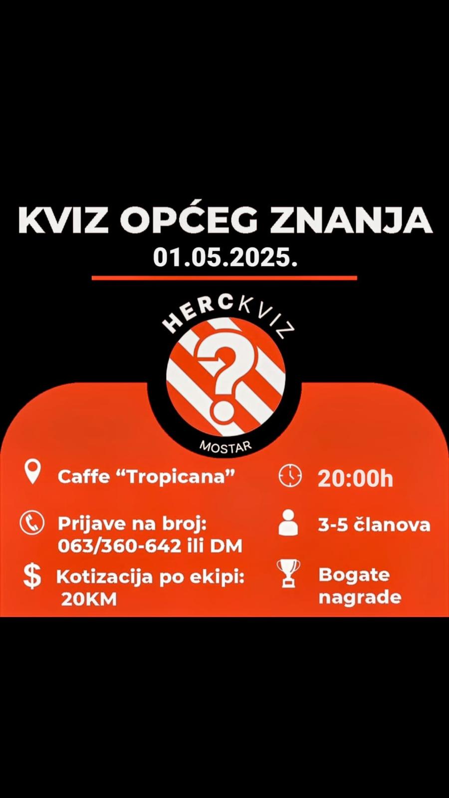 Proslavite Praznik rada uz kviz večer u Tropicani