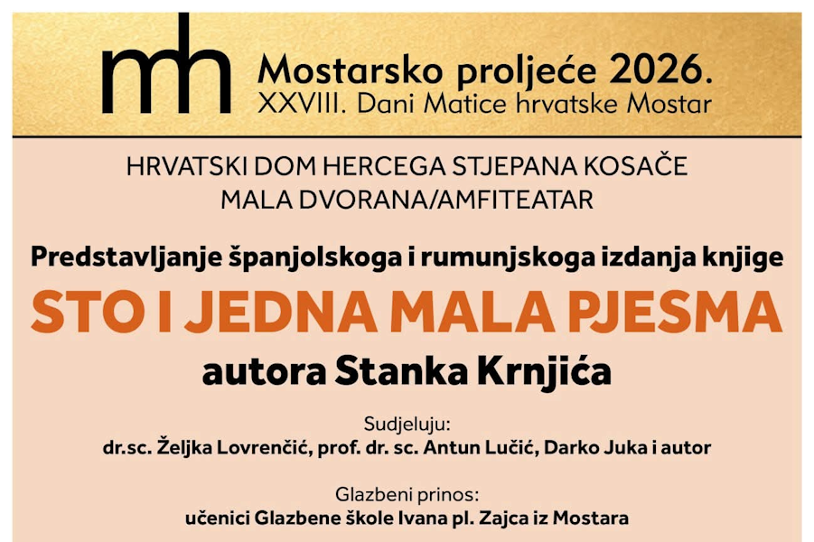 Mostarsko proljeće 2026.: Krnjićeva Sto i jedna mala pjesma na španjolskom i rumunjskom jeziku