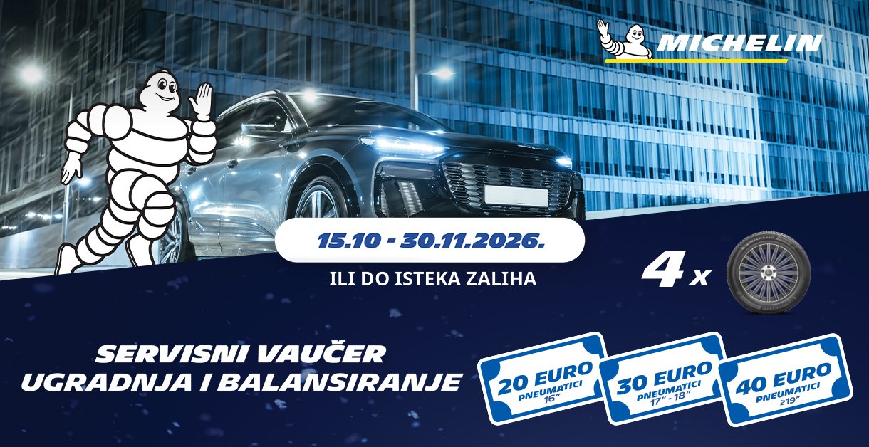Besplatna ugradnja zimskih i cjelogodišnjih guma, pripremite automobil za zimu uz Michelin i RPM servise! Besplatna ugradnja zimskih i cjelogodišnjih guma, pripremite automobil za zimu uz Michelin i RPM servise!